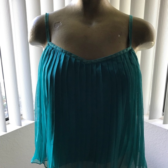 ROXY Mermaid Teal ACCORDIAN Babydoll TOP NWOT M - Picture 4 of 11